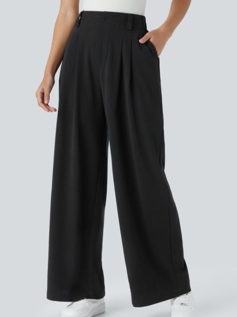 Halara Flex High Waisted Pocket Wide Leg Waffle Work Pants XS black NWT